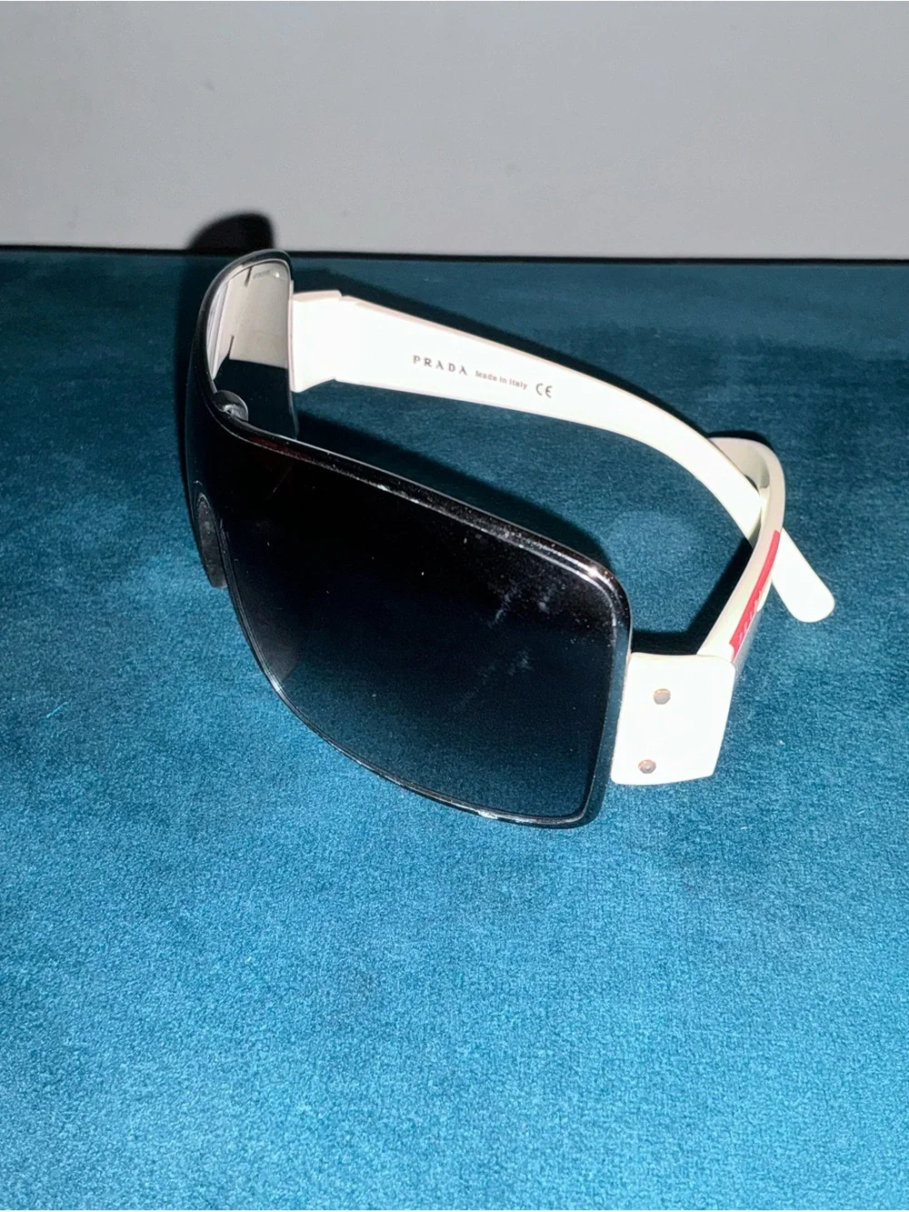 Vintage Archival Prada Linea Rossa SPS 50E Sunglasses Shield Mask White/Black